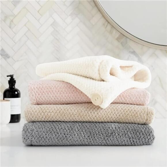 Extra Large 4 Pack Microfiber Hair Towel Wrap for Women Super Absorbent & Quick - Picture 7 of 8